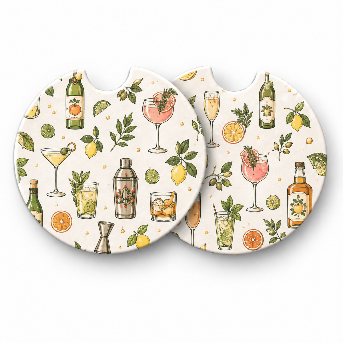 Jolitee Cocktail Car Coasters, Absorbent Neoprene Cup Holder
