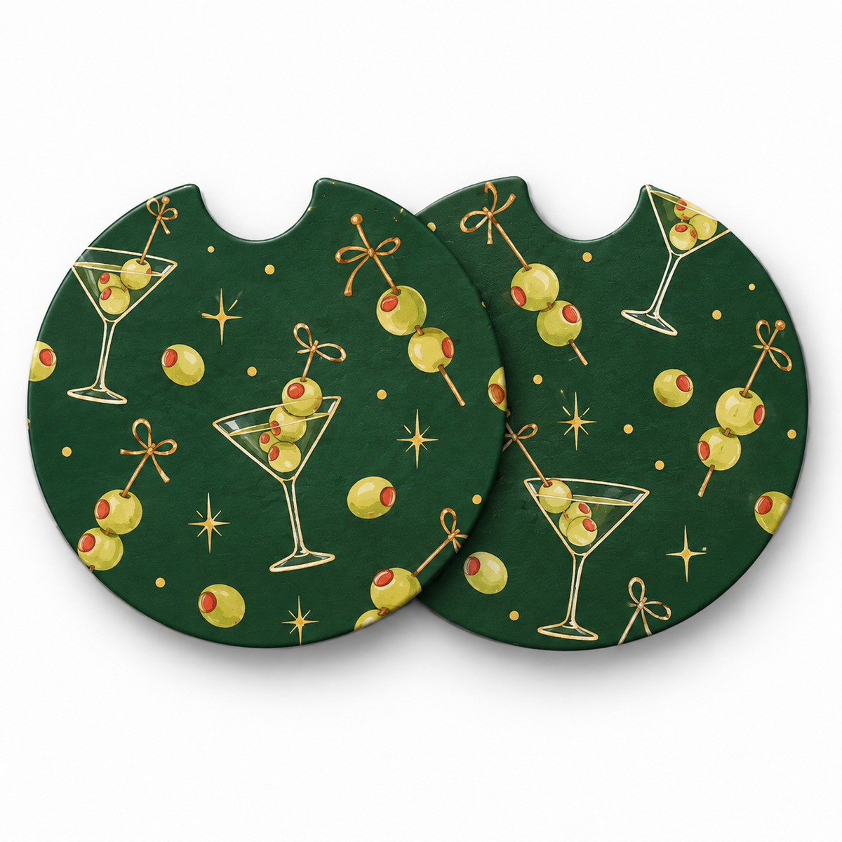 Jolitee Cocktail Car Coasters, Absorbent Neoprene Cup Holder