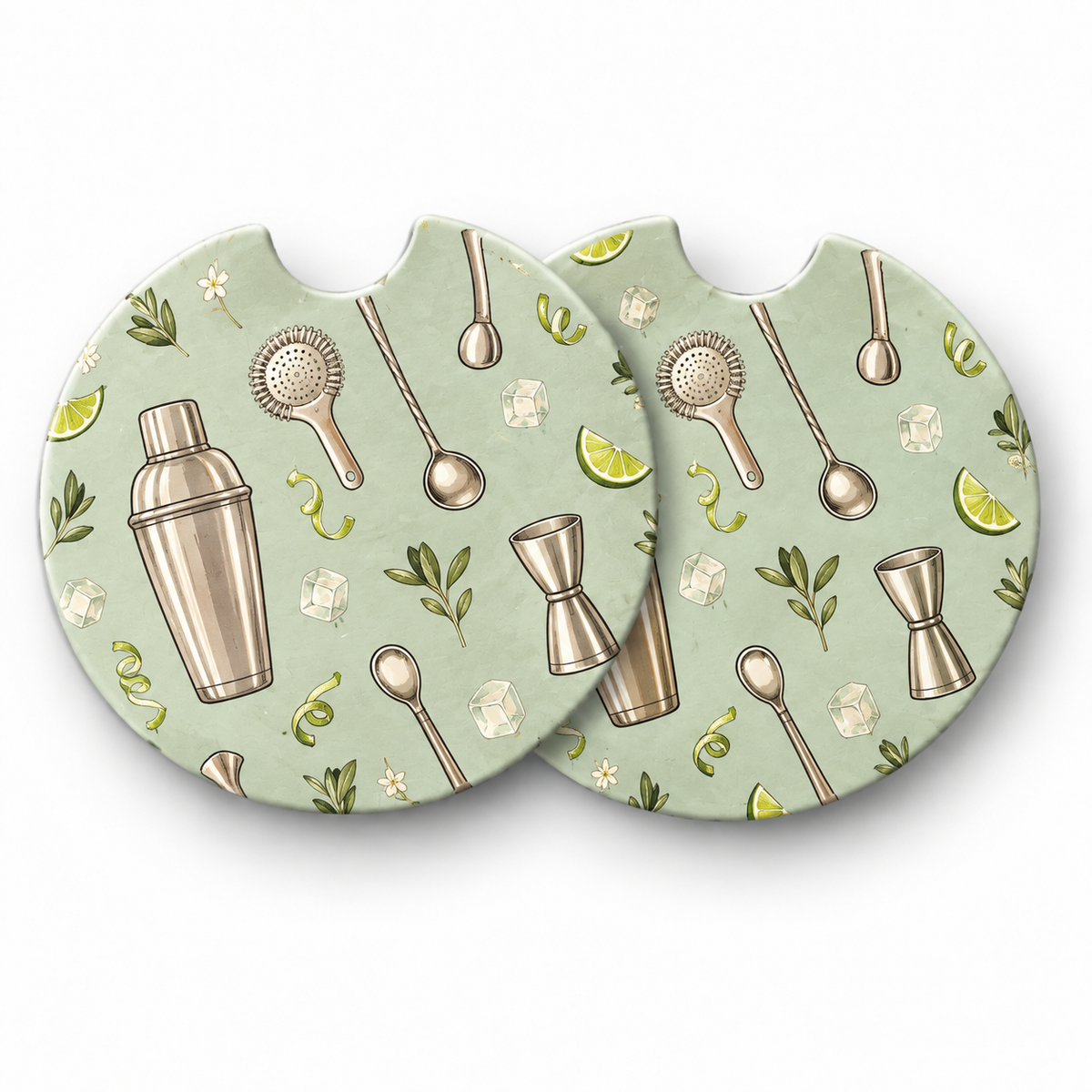 Jolitee Cocktail Car Coasters, Absorbent Neoprene Cup Holder