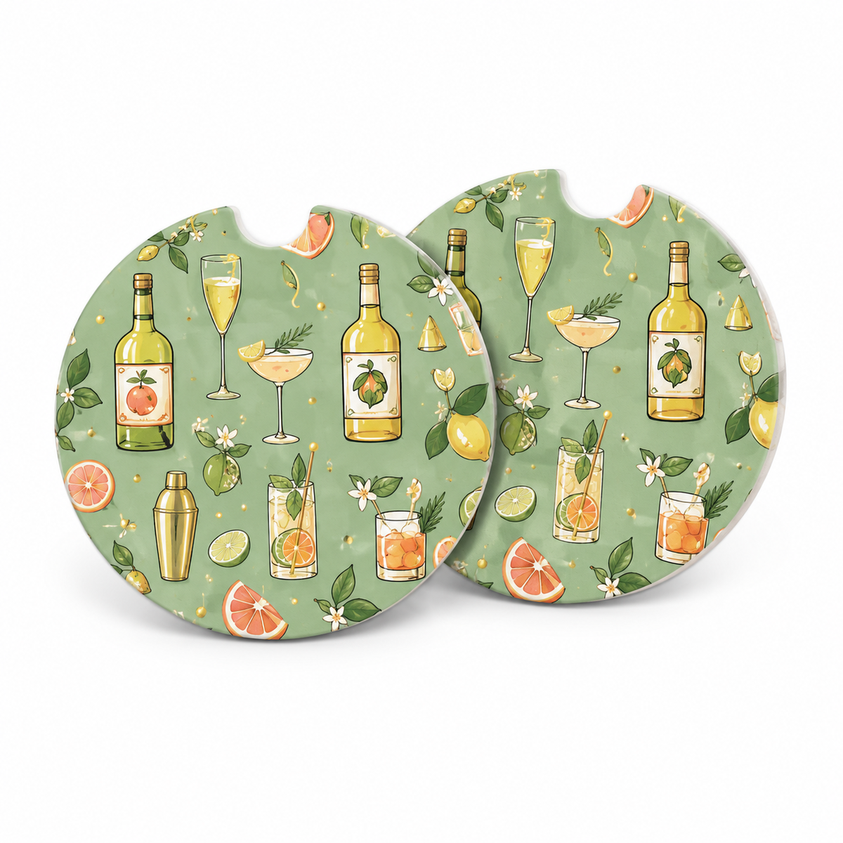 Jolitee Cocktail Car Coasters, Absorbent Neoprene Cup Holder