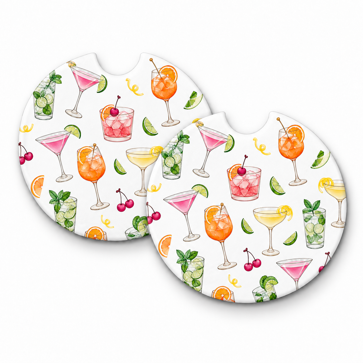 Jolitee Patterned Car Coasters, Absorbent Neoprene Cup Holder