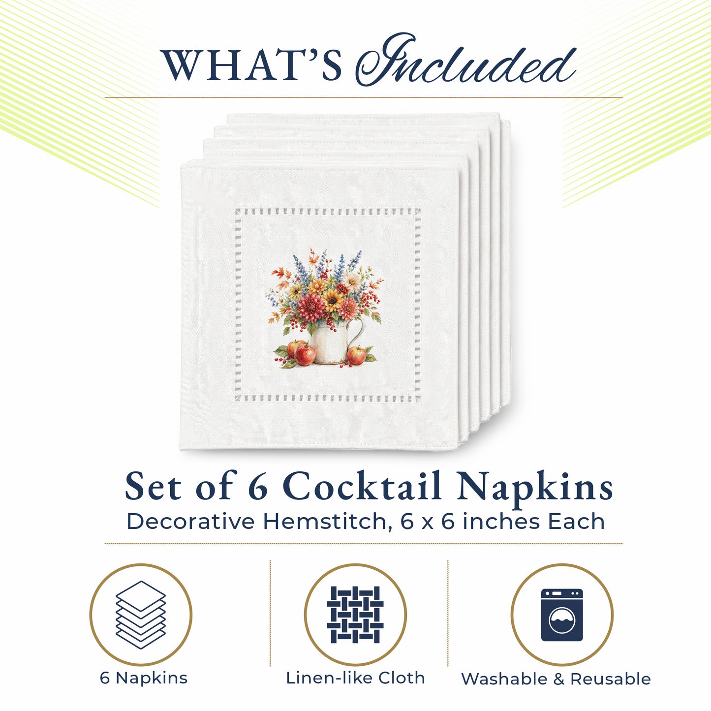 Garden Dahlias Hemstitch Napkins