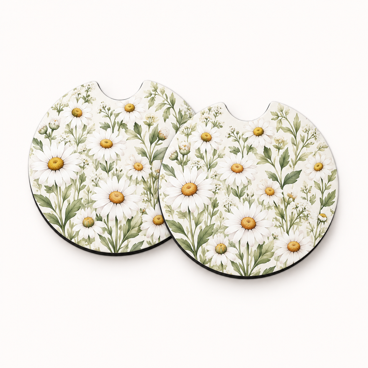 Jolitee Garden Florals Car Coasters, Absorbent Neoprene Cup Holder Inserts, Set of 2