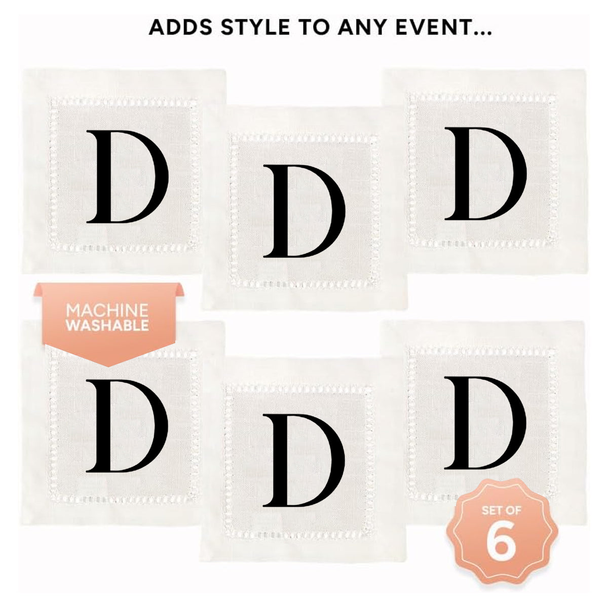 Monogram Serif - D Hemstitch Napkins