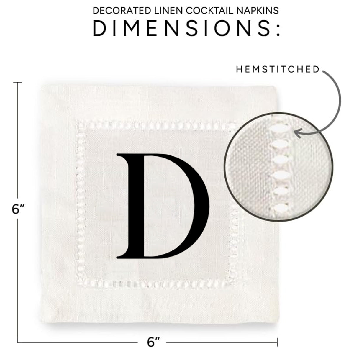 Monogram Serif - D Hemstitch Napkins