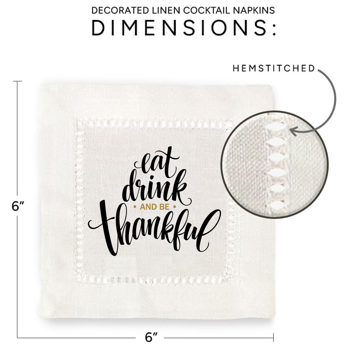 Eat Drink Thankful Hemstitch Napkins