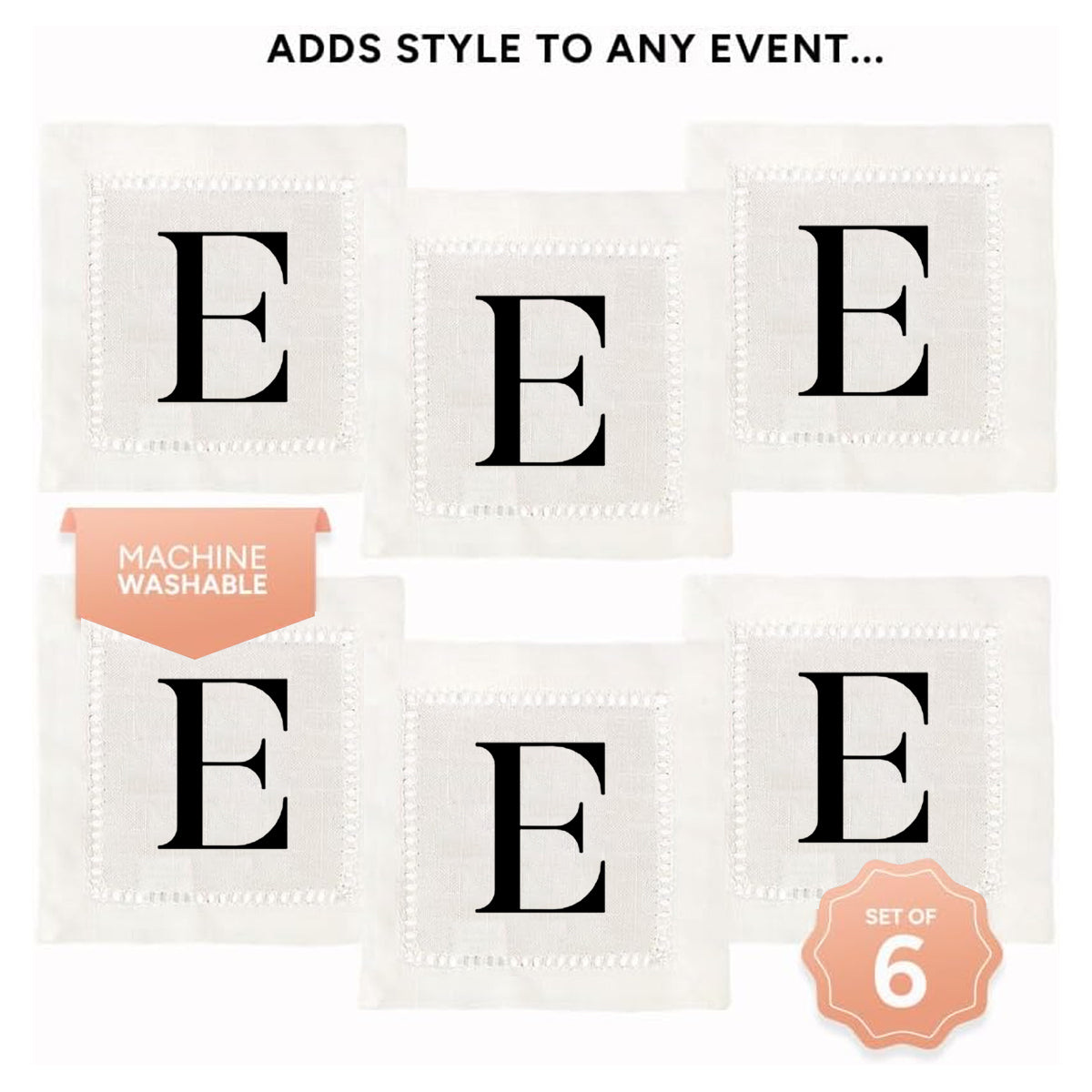 Monogram Serif - E Hemstitch Napkins