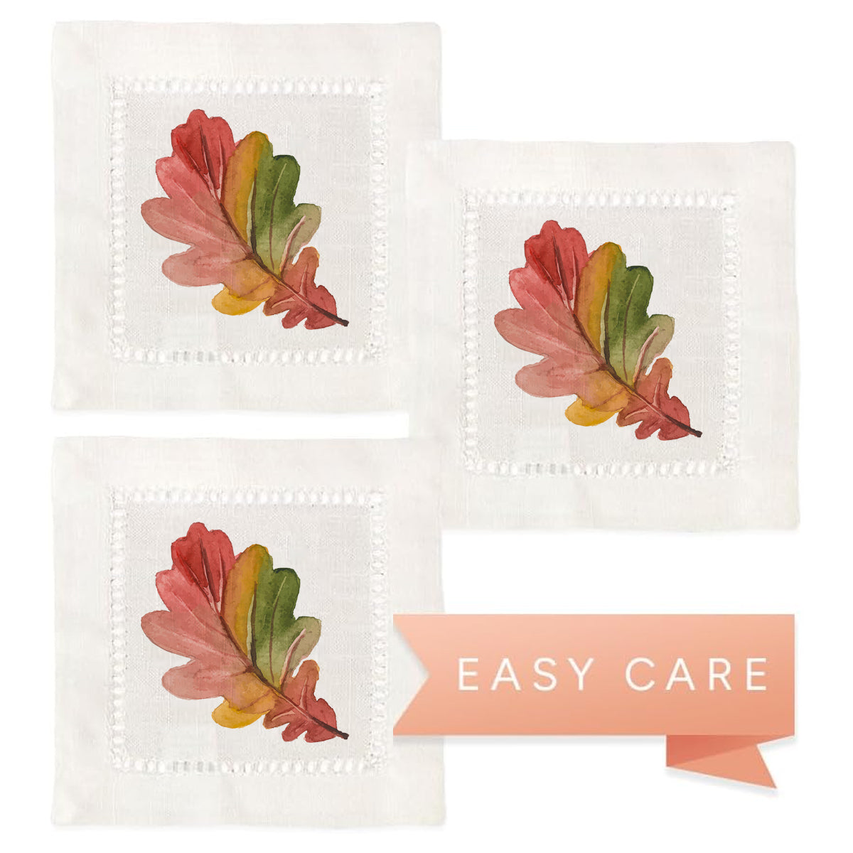 Fall Leaves Hemstitch Napkins