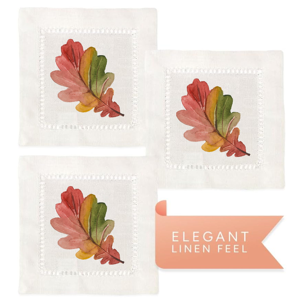 Fall Leaves Hemstitch Napkins