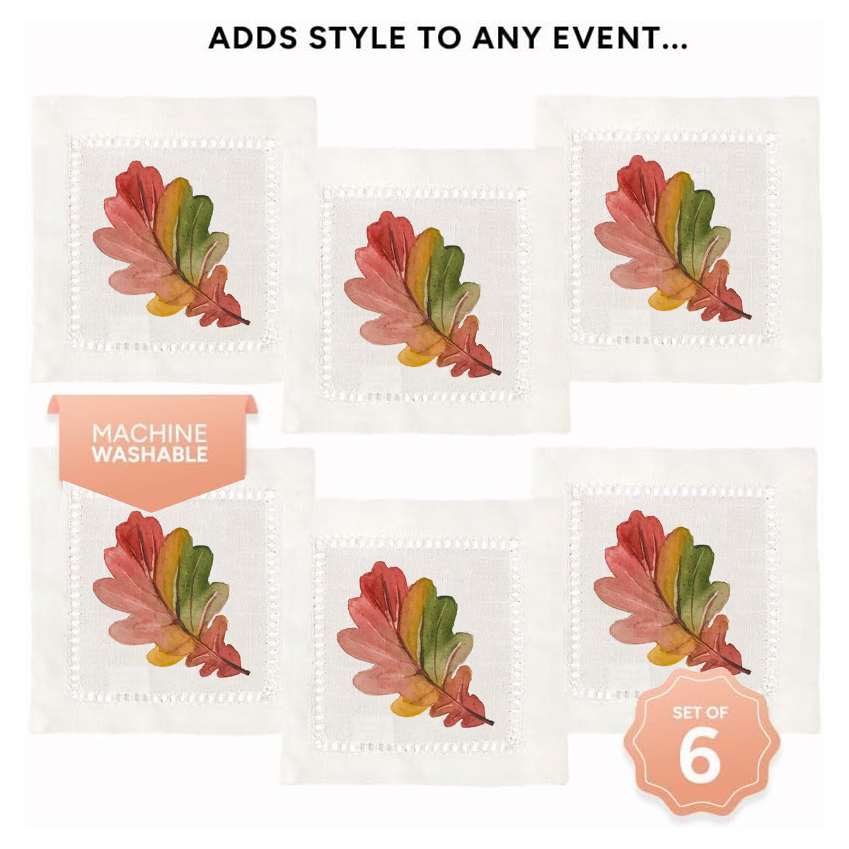 Fall Leaves Hemstitch Napkins
