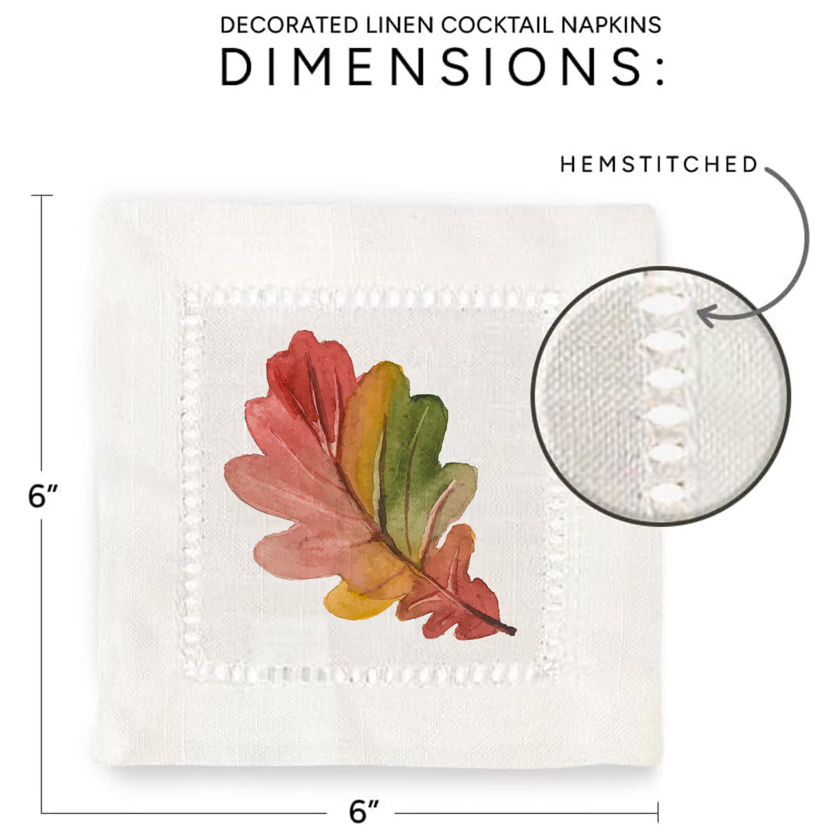Fall Leaves Hemstitch Napkins