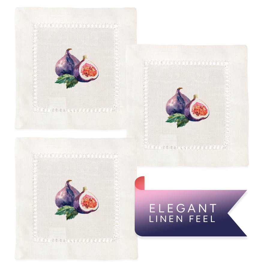 Watercolor Fruit Hemstitch Napkins
