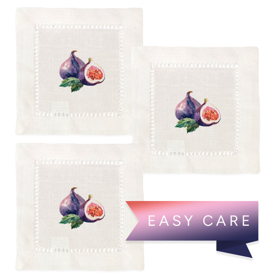 Watercolor Fruit Hemstitch Napkins