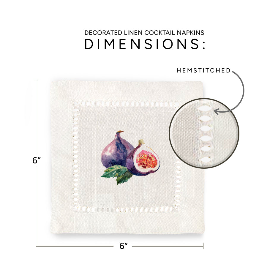 Watercolor Fruit Hemstitch Napkins