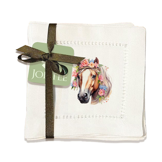 Equine Floral Hemstitch Napkins