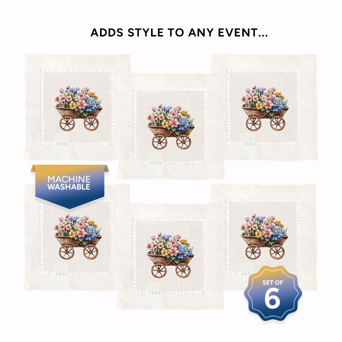 Flower Wagon Hemstitch Napkins