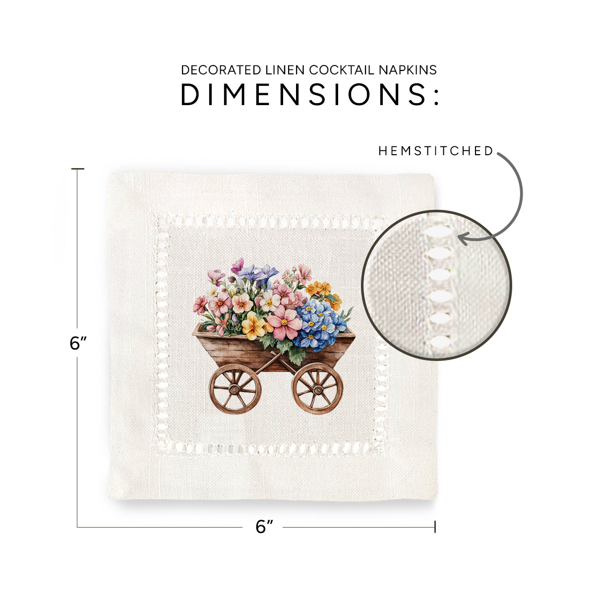 Flower Wagon Hemstitch Napkins