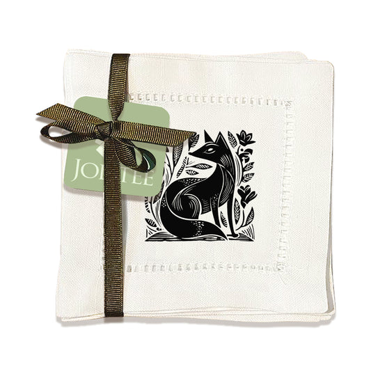 Fox Linocut Hemstitch Napkins