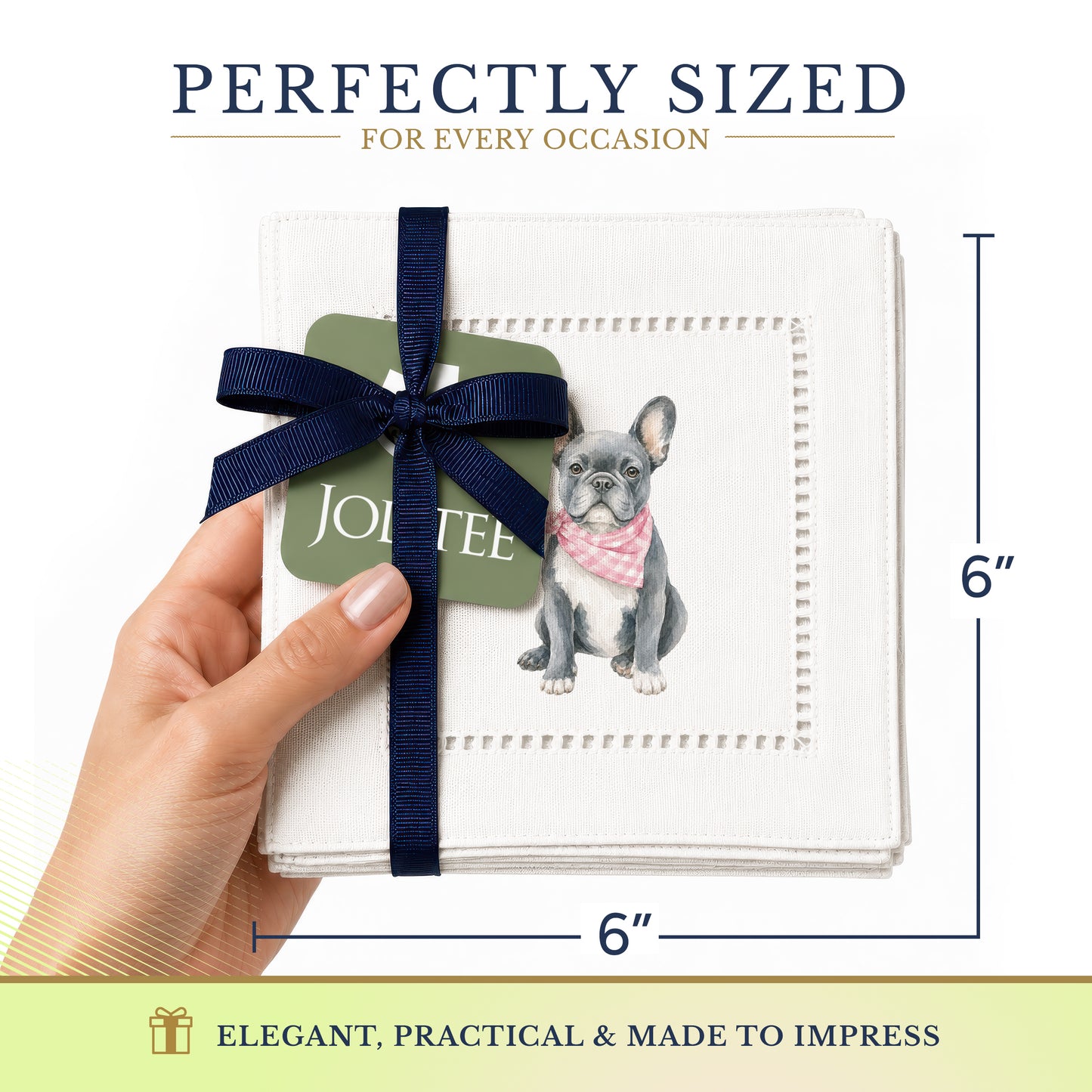 Pet Story French Bulldog Hemstitch Napkins
