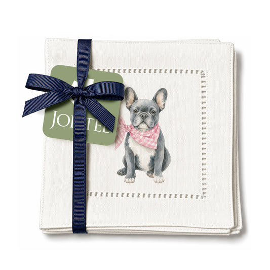 Pet Story French Bulldog Hemstitch Napkins