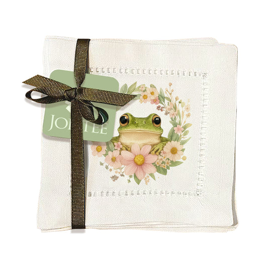 Frog Flower Round Hemstitch Napkins