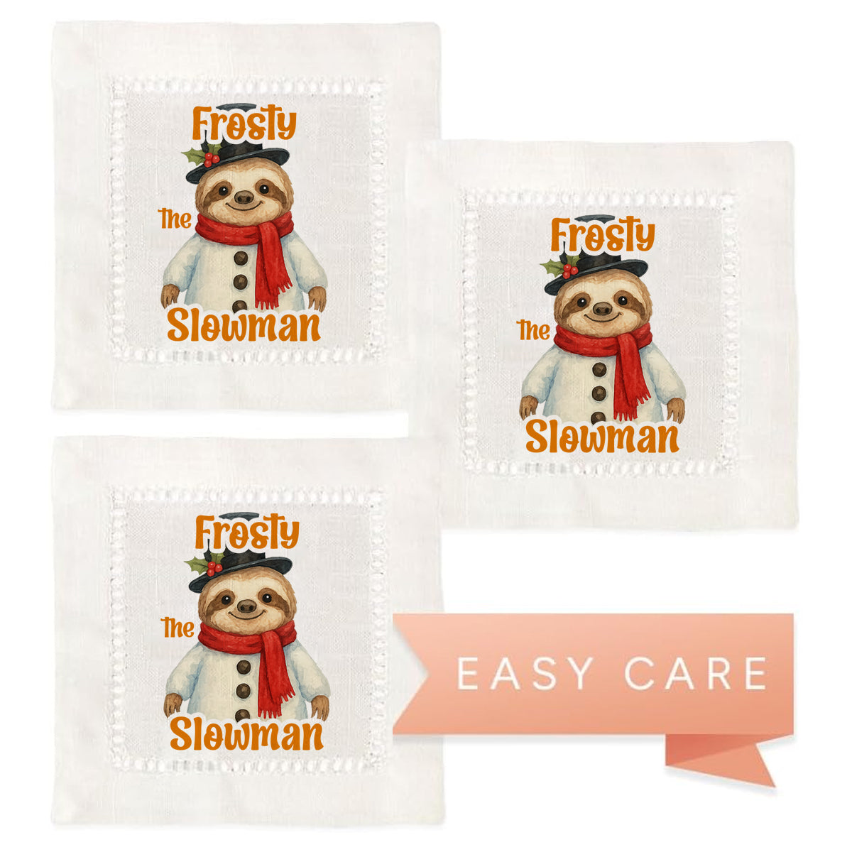 Frosty The Slowman Hemstitch Napkins
