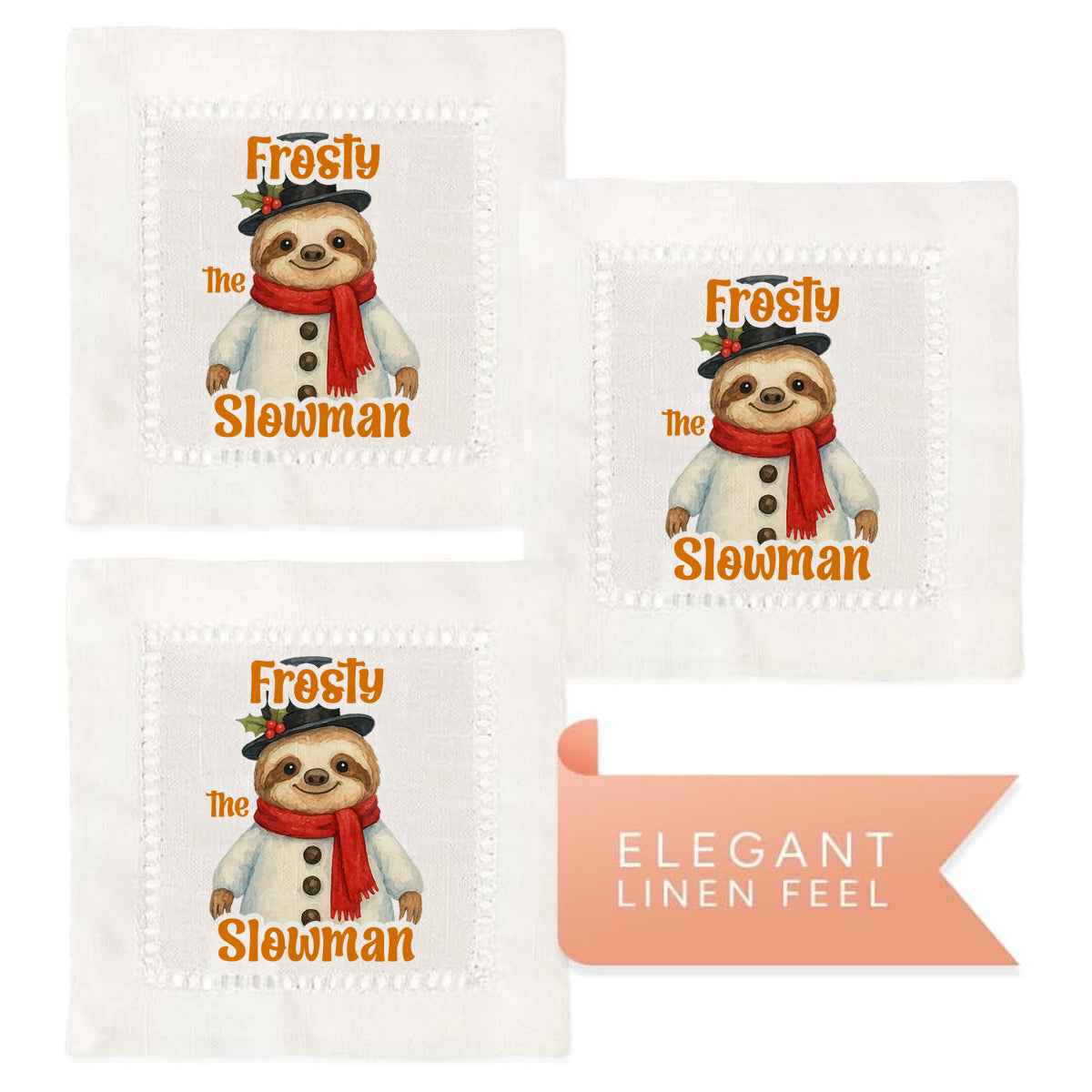 Frosty The Slowman Hemstitch Napkins