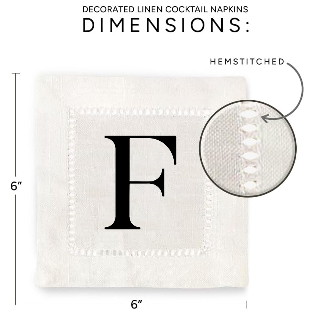 Monogram Serif - F Hemstitch Napkins