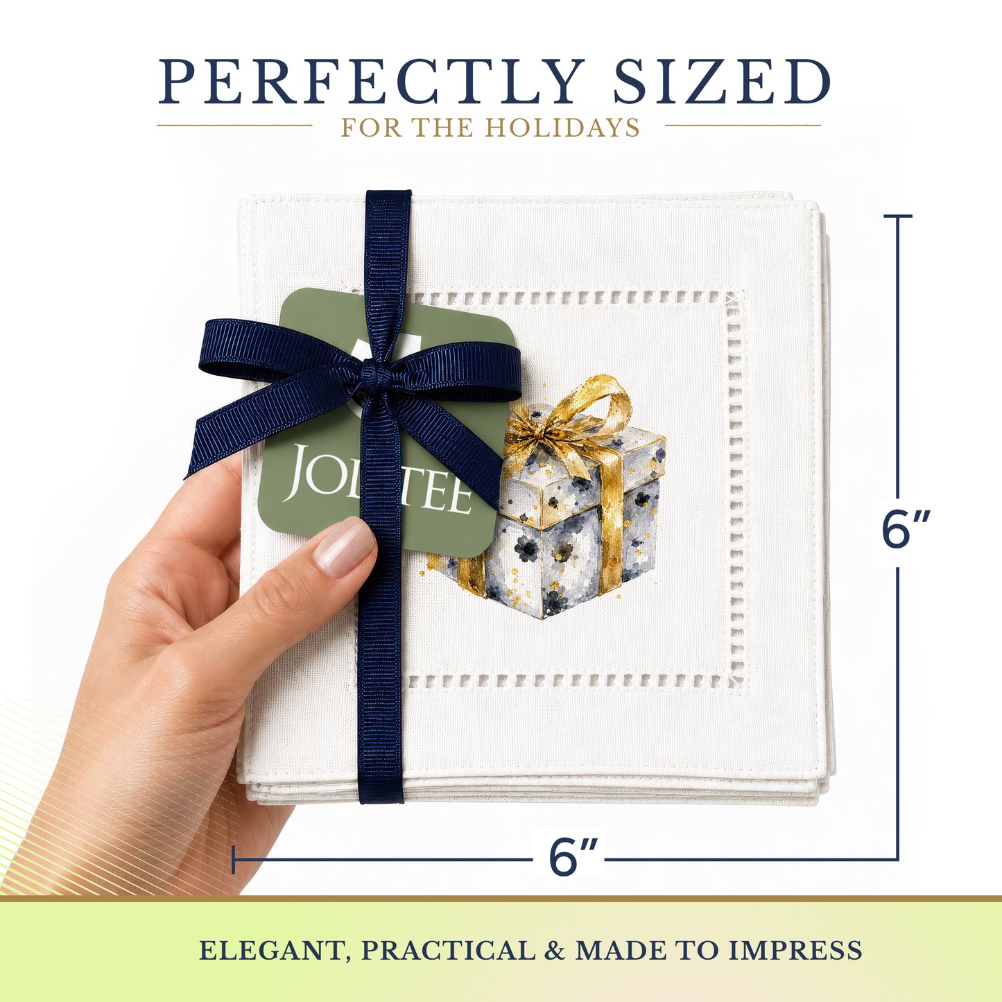 New Year Gift Box Hemstitch Napkins