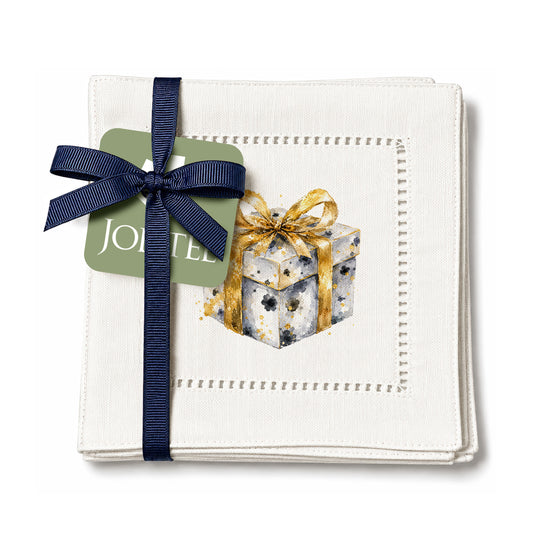 New Year Gift Box Hemstitch Napkins