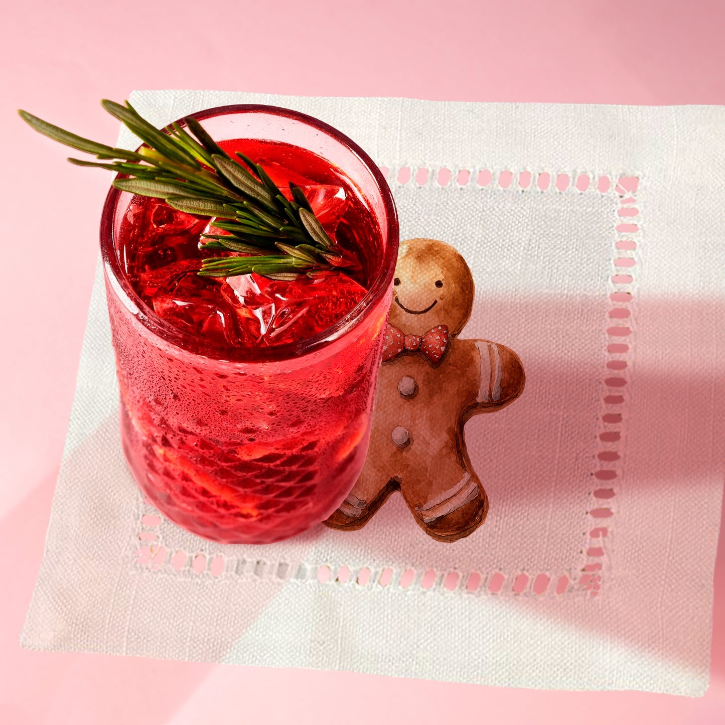 Gingerbread Boy Hemstitch Napkins