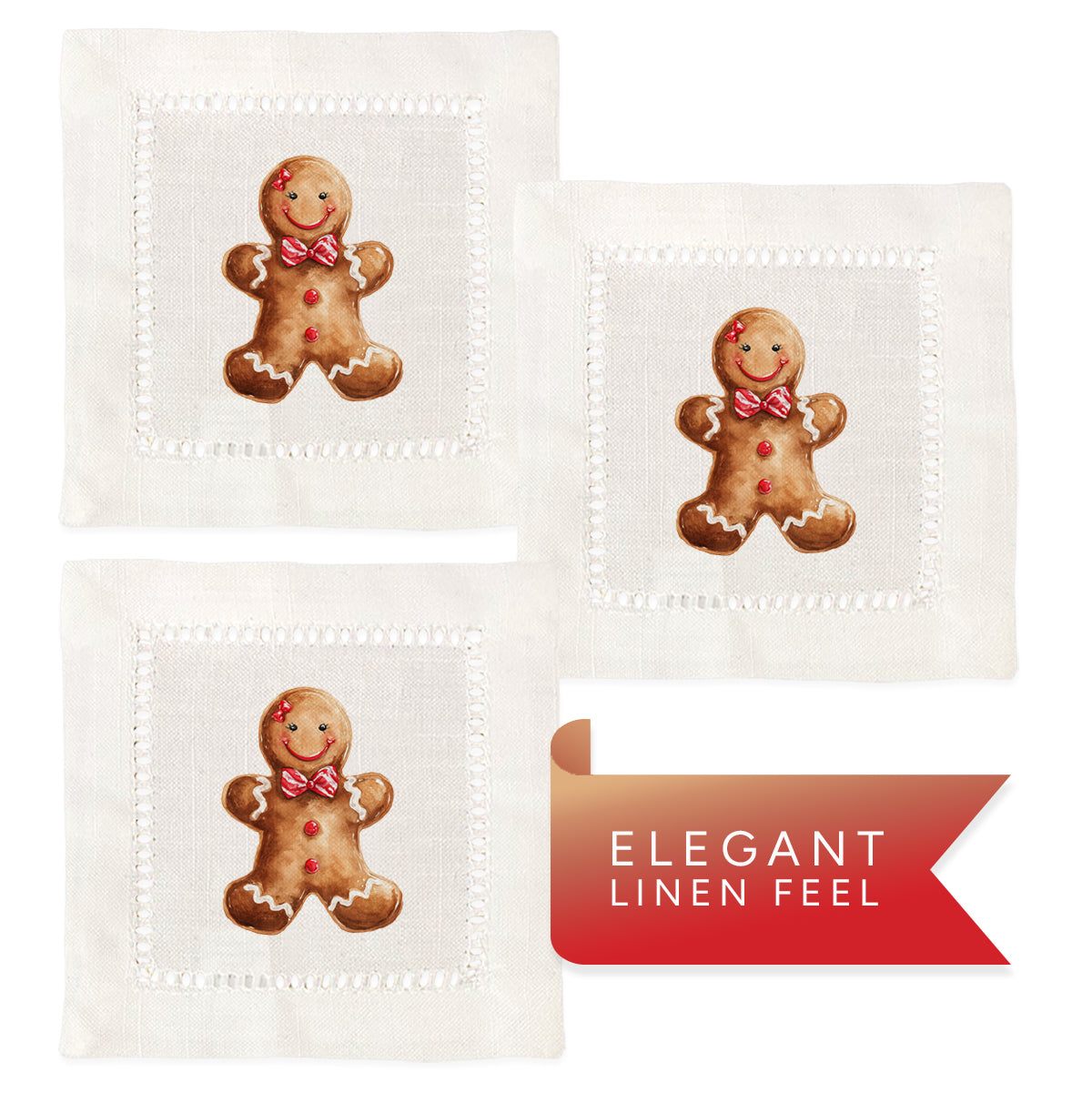 Gingerbread Girl Hemstitch Napkins