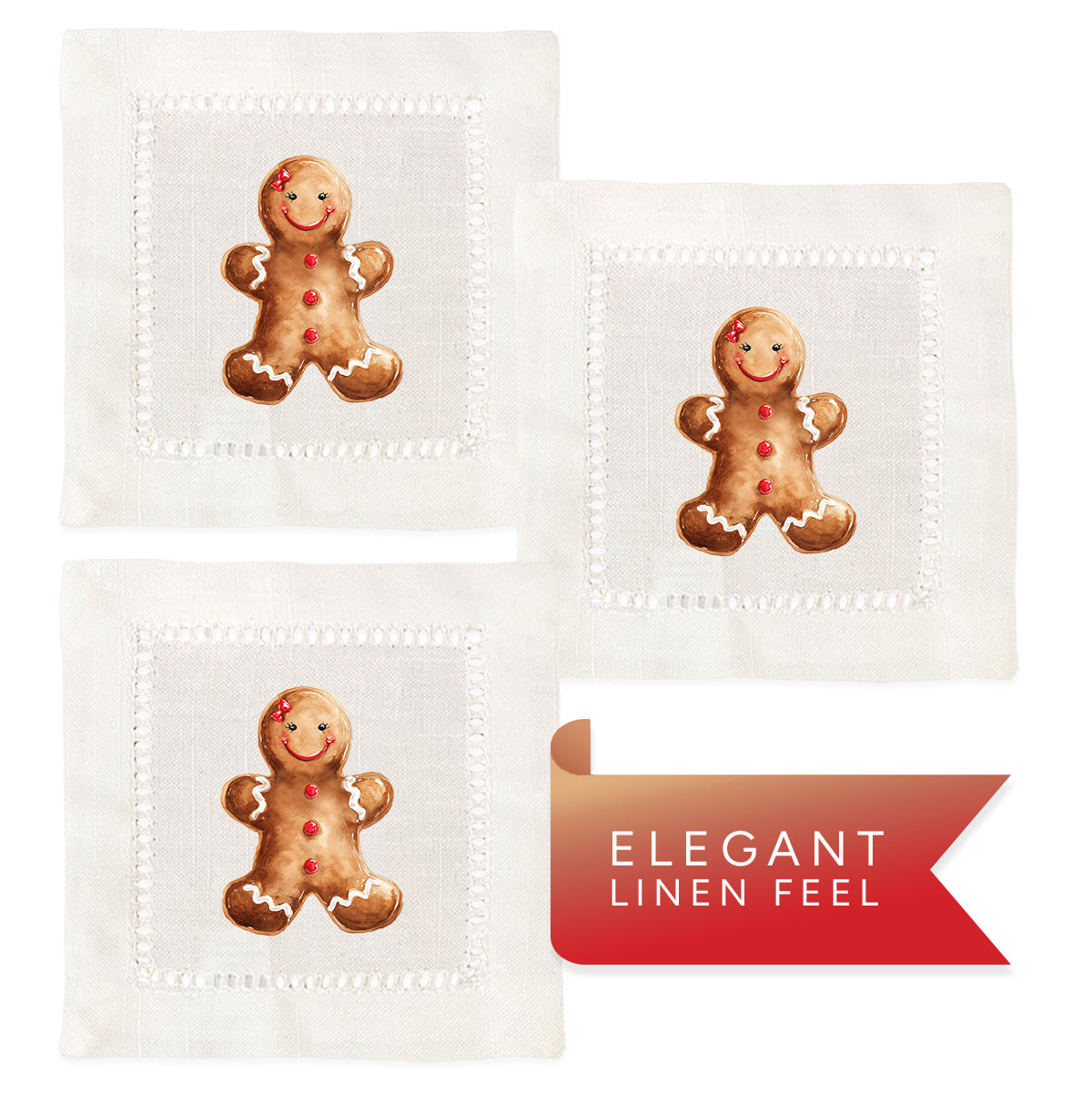 Gingerbread Girl Hemstitch Napkins