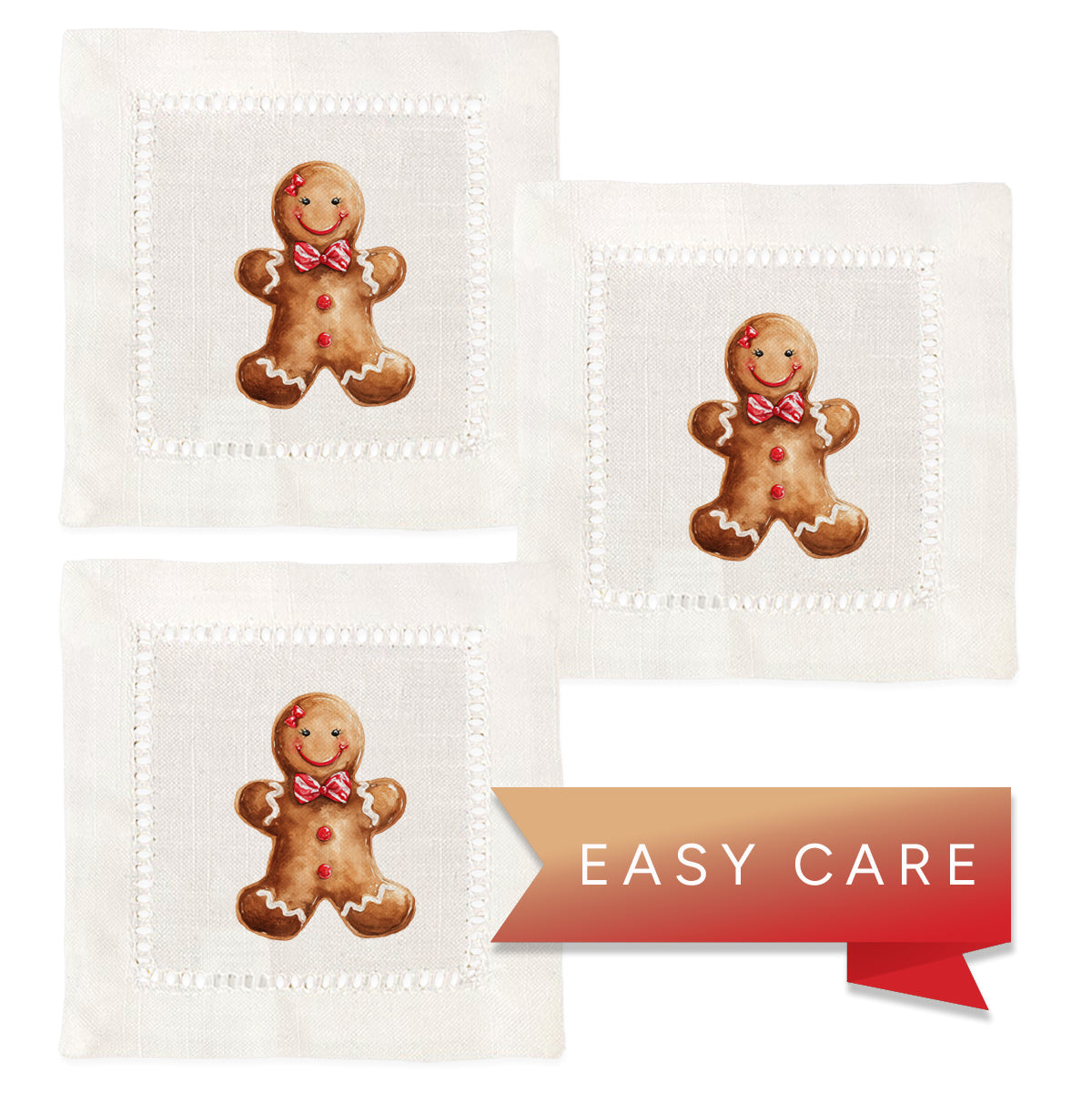 Gingerbread Girl Hemstitch Napkins