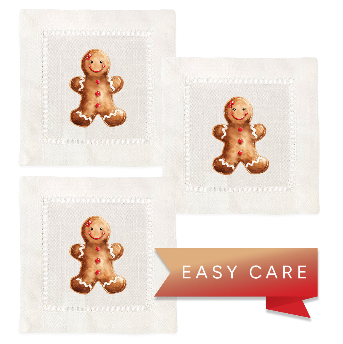 Gingerbread Girl Hemstitch Napkins