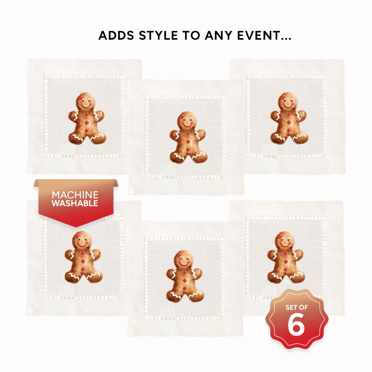 Gingerbread Girl Hemstitch Napkins