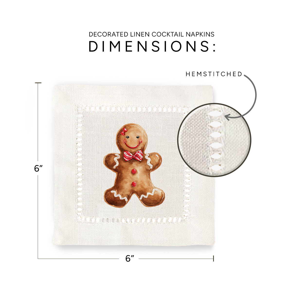 Gingerbread Girl Hemstitch Napkins