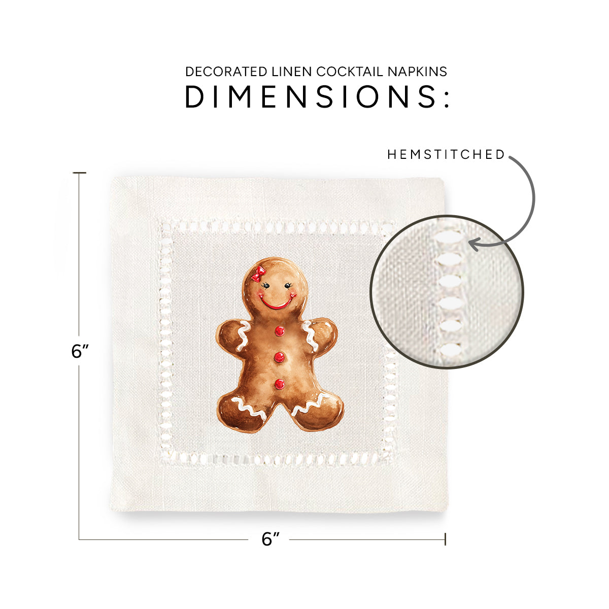 Gingerbread Girl Hemstitch Napkins