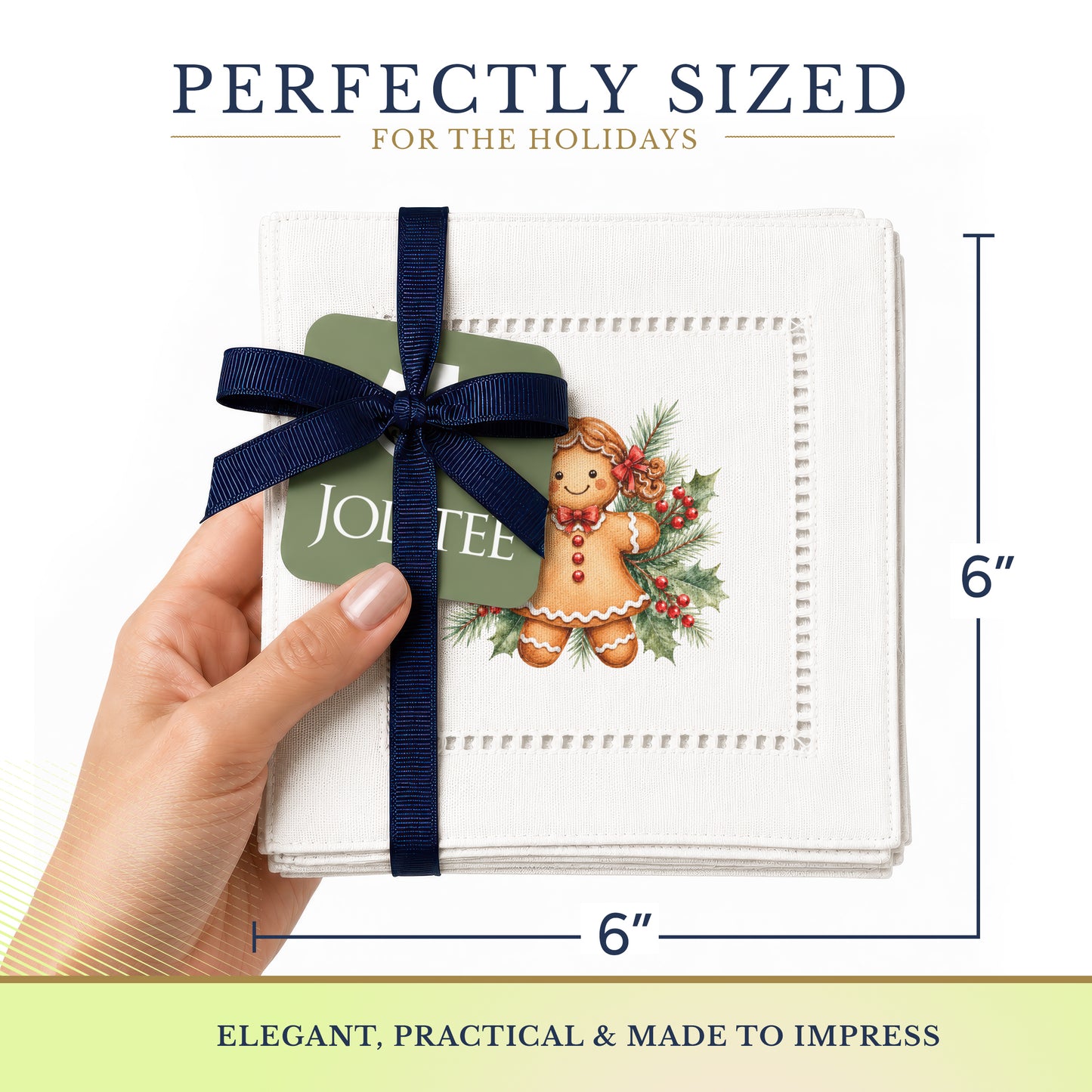 Holiday Hostess Gingerbread Lady Hemstitch Napkins