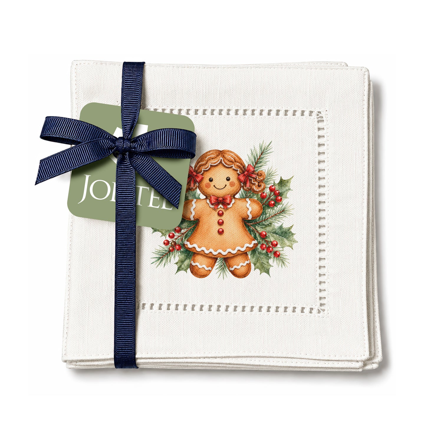 Holiday Hostess Gingerbread Lady Hemstitch Napkins