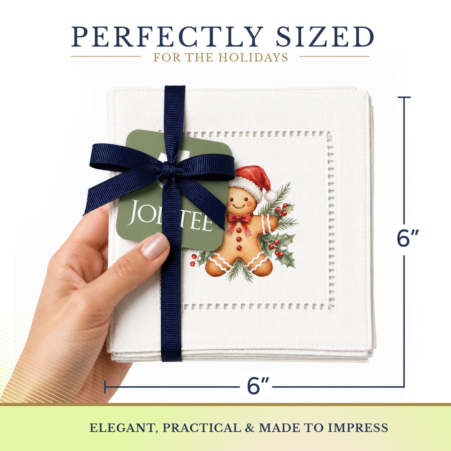Holiday Hostess Gingerbread Man Hemstitch Napkins