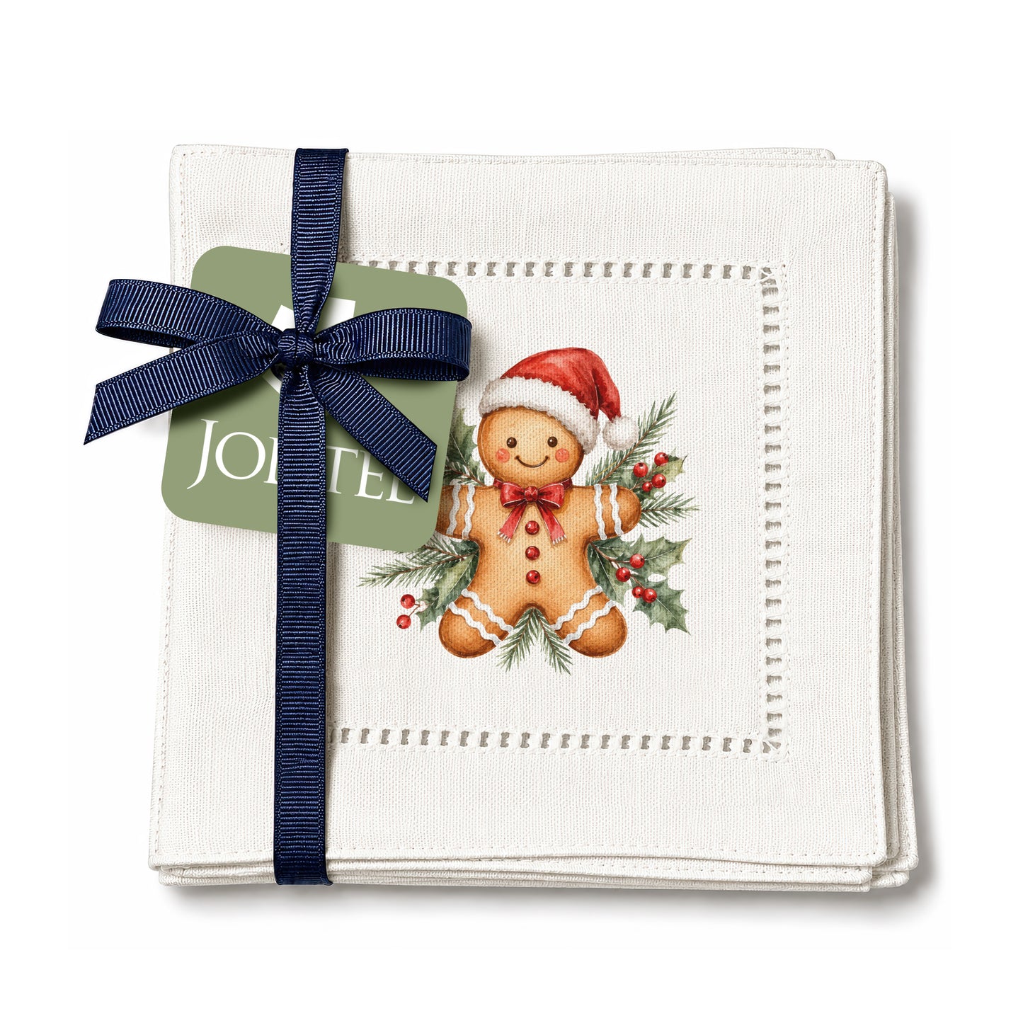 Holiday Hostess Gingerbread Man Hemstitch Napkins