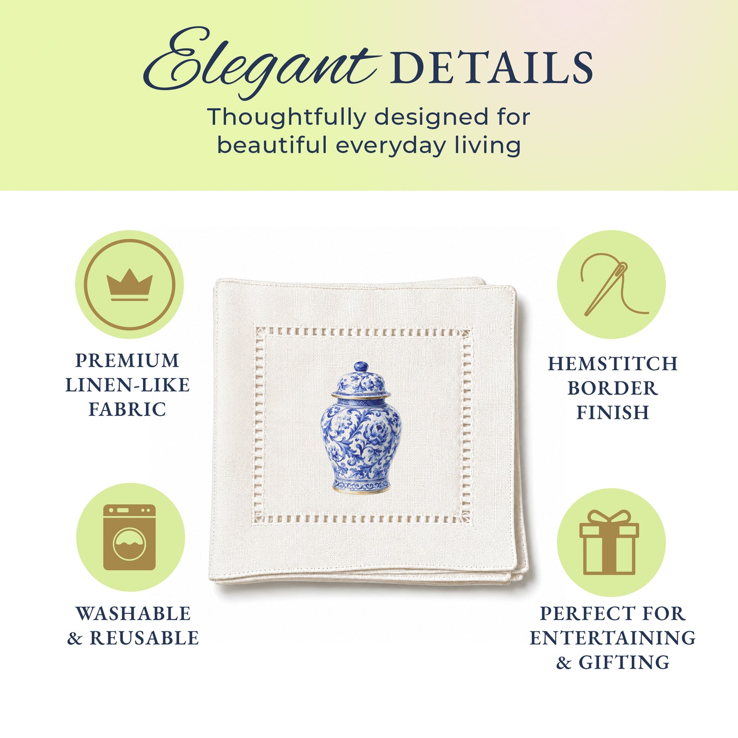 Starter Set Ginger Jar Hemstitch Napkins