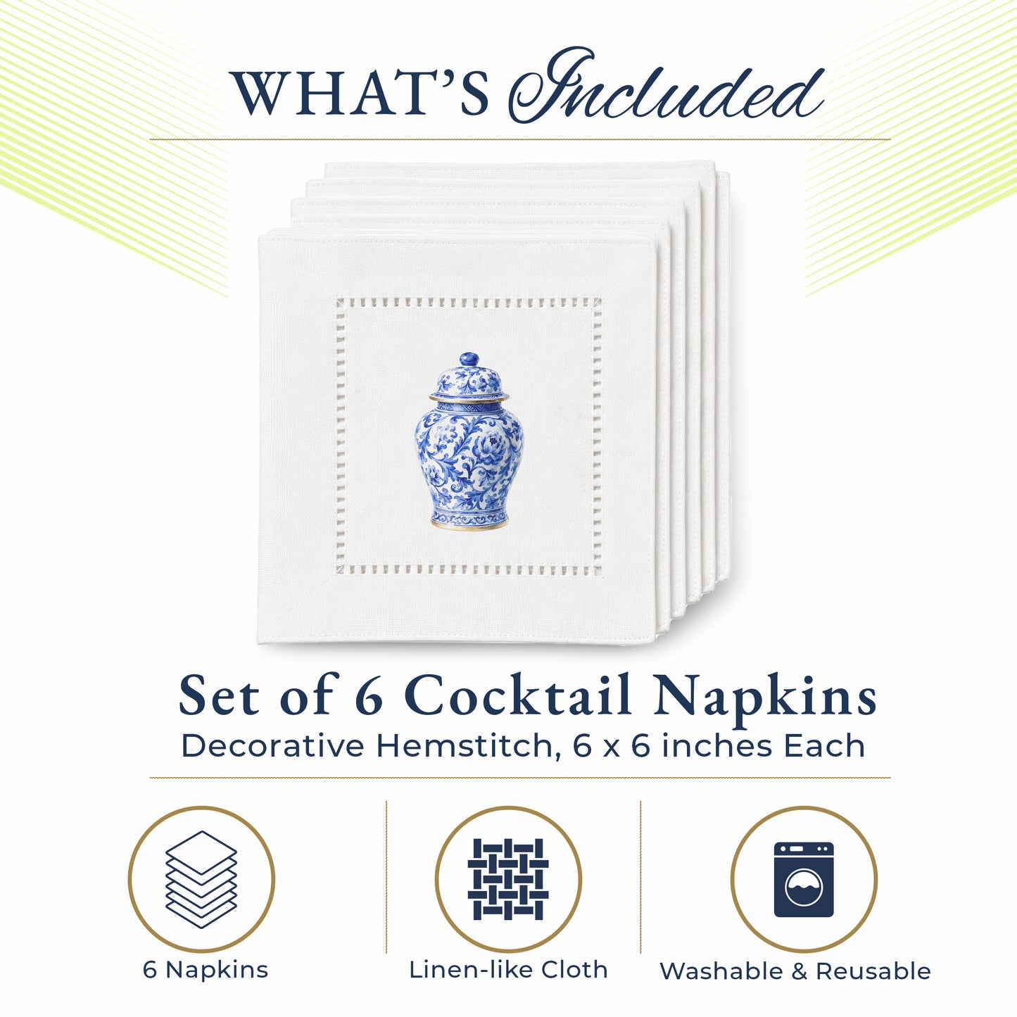 Starter Set Ginger Jar Hemstitch Napkins