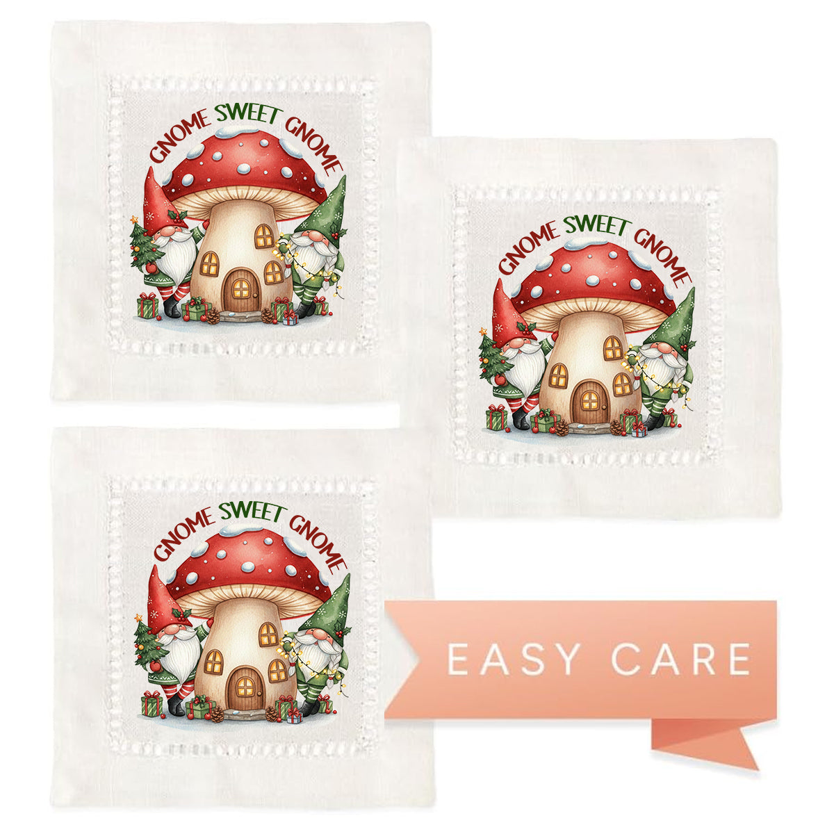 Gnome Sweet Gnome Hemstitch Napkins