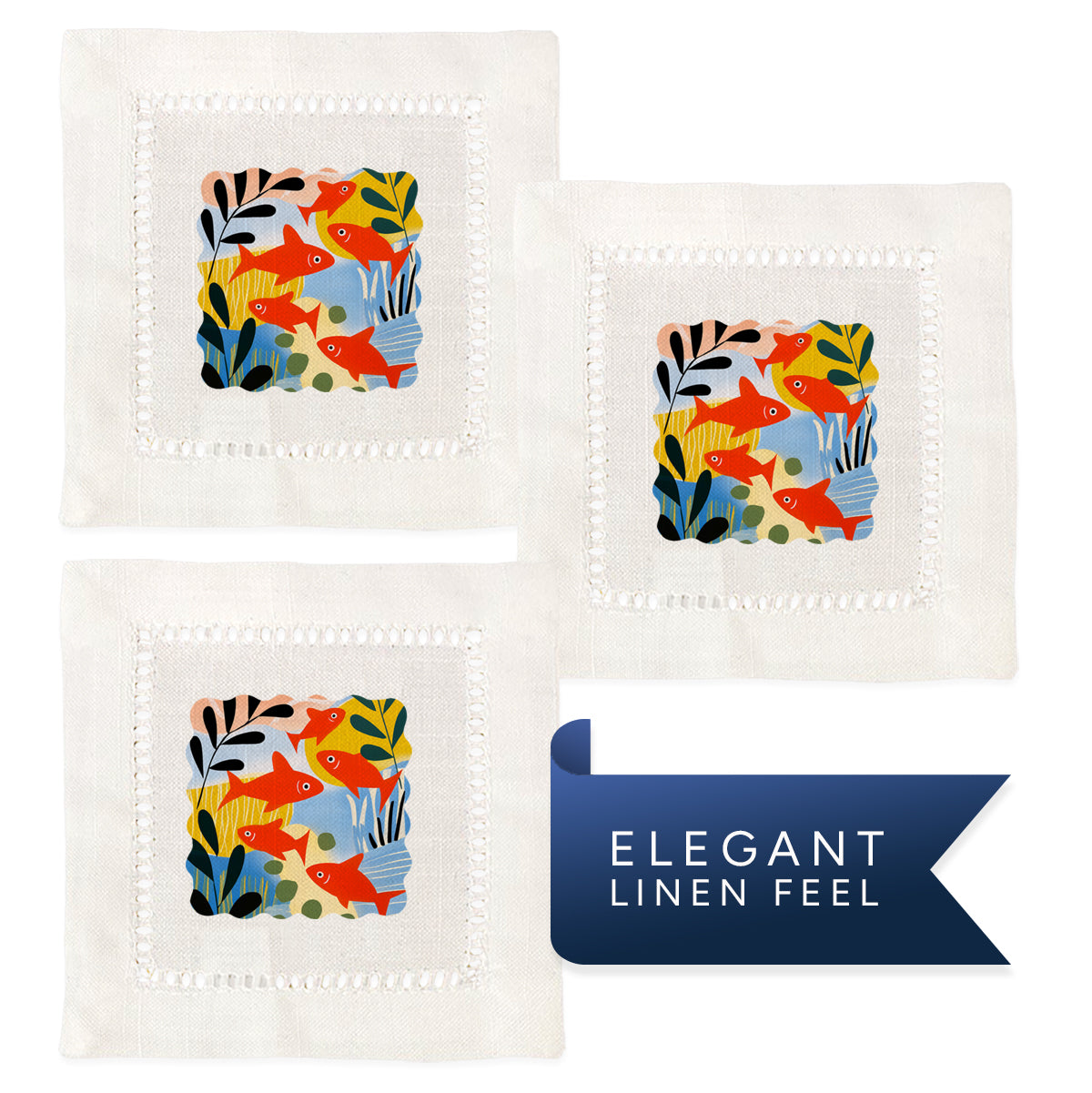 Gold Fish Hemstitch Napkins