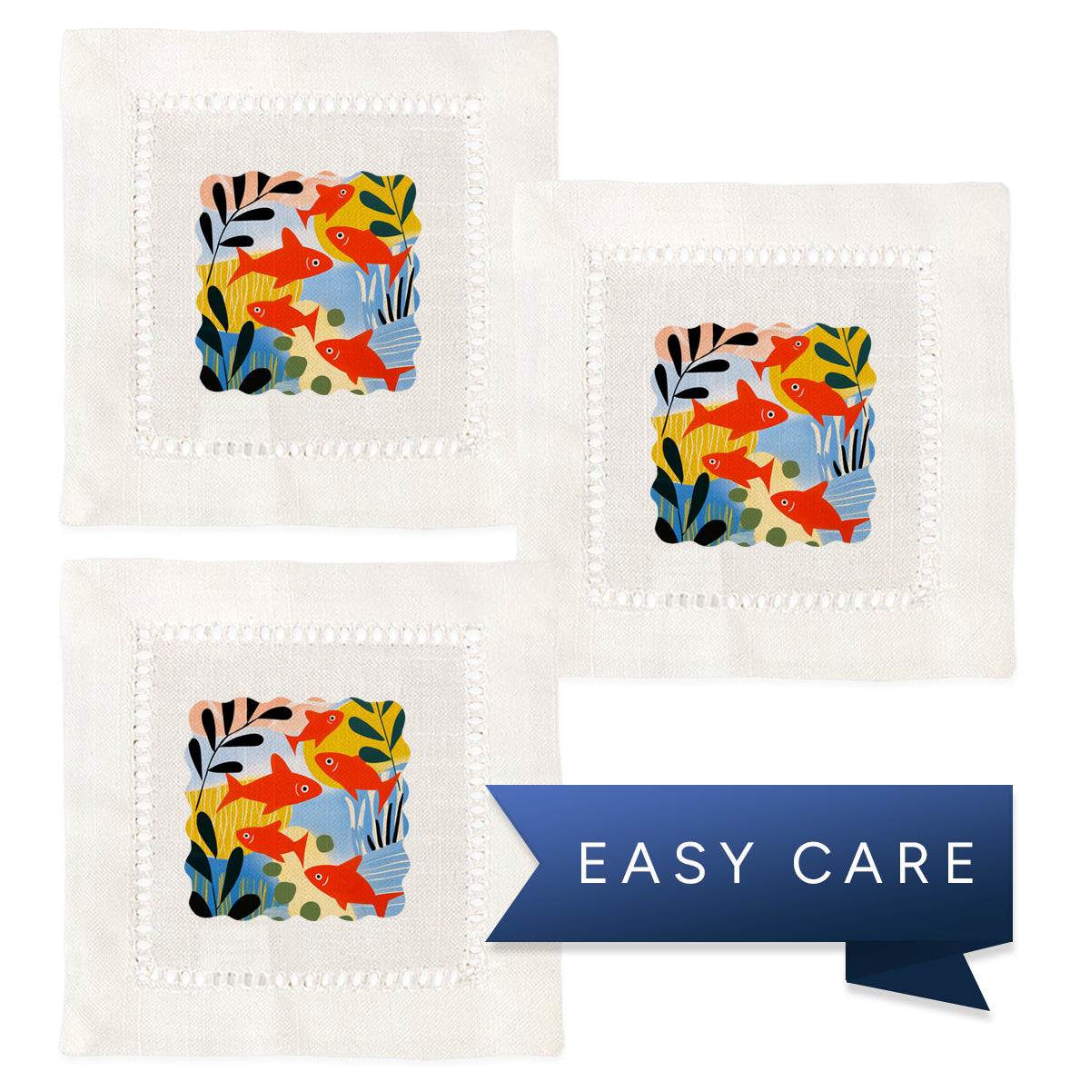Gold Fish Hemstitch Napkins
