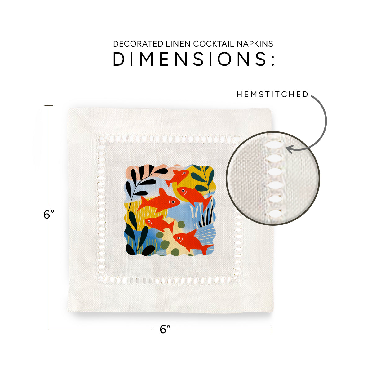 Gold Fish Hemstitch Napkins
