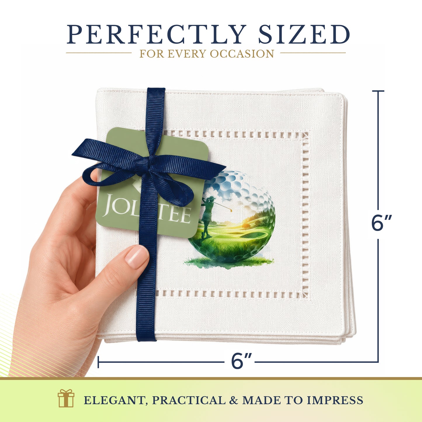 Golf Ball Silhoute Hemstitch Napkins