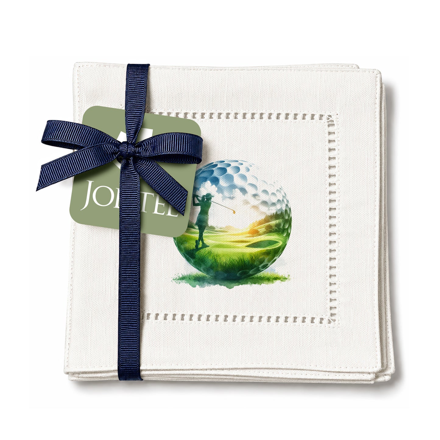 Golf Ball Silhoute Hemstitch Napkins
